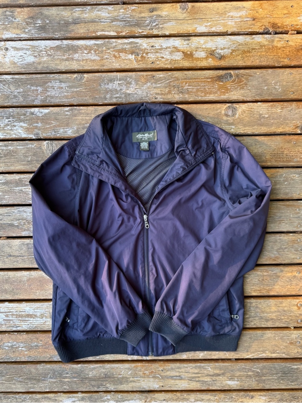 Eddie Bauer Navy Lightweight Bomber Windbreaker Jacket Size L